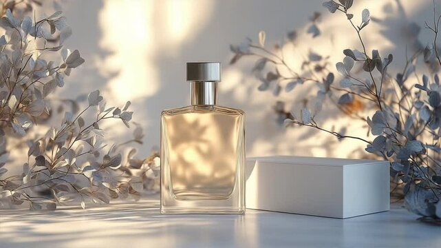 bottle of perfume on black background