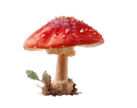 [Transparent Background PNG]Stunning Red Mushroom in Close-up Photography