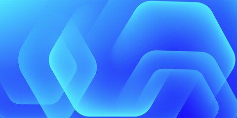 Modern abstract blue background with glowing geometric lines. Blue gradient hexagon shape design. Futuristic technology concept.