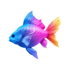 Vibrant gradient fish swimming isolated on a black background with colorful fins