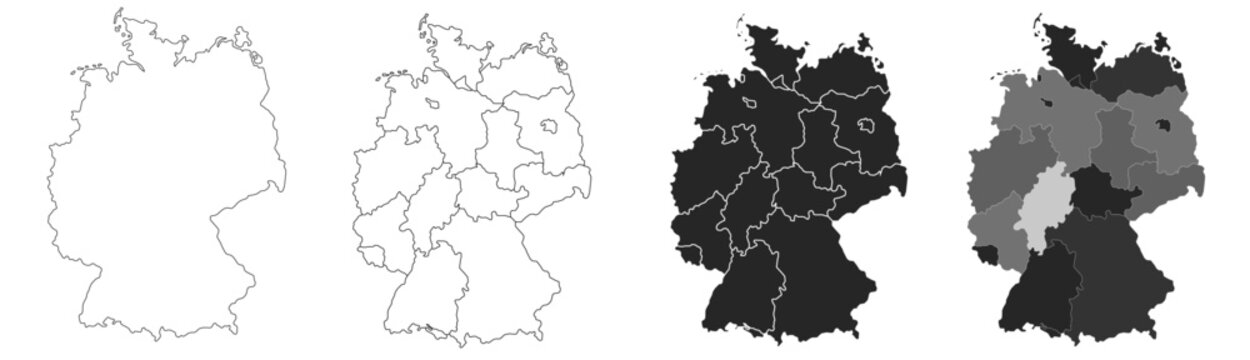 Germany map &ndash; vector illustration of political and geographical borders