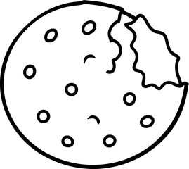 Cookie With Bite Missing Line Art Vector Illustration