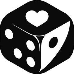 Dice With Heart Face Silhouette Vector Illustration