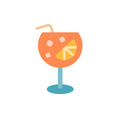 Stylized fruit beverage illustration with straw in a distinctive cocktail glass
