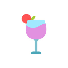 Stylized cocktail glass graphic with delicate fruity garnish and flat colors