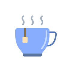 Steaming Beverage in a Light Blue Cup Illustration on Transparent Backdrop