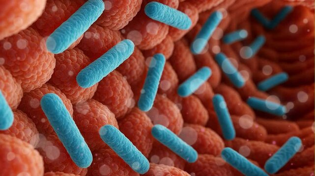 3D Microscopic of Bacteria inside Gut