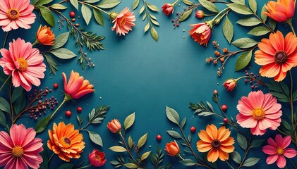 Intricate floral design seamlessly tiles creating a nature-inspired background, flowers, loop background, summer