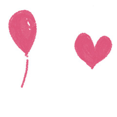balloon and heart pink doodle isolated on transparent png