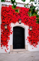 red door in a brick wall