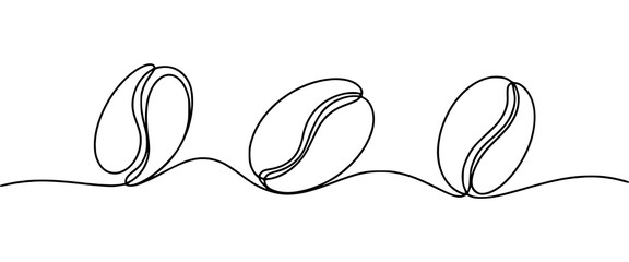 Continuous line drawing of coffee beans