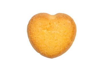 Heart-shaped cookies close-up isolated. One cookie on a white background.