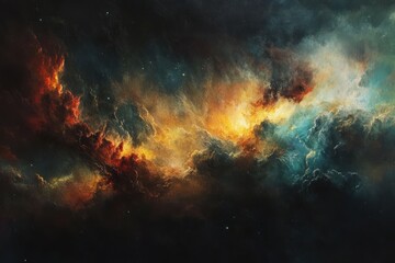 Fototapeta premium dramatic color burst, motion of pigment clouds in dark space