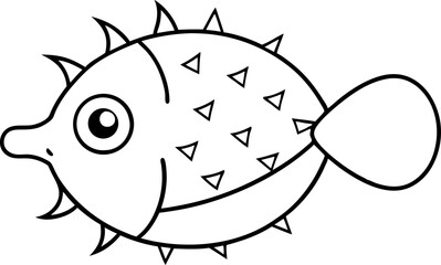 Minimalistic Pufferfish Line Art Vector Illustration