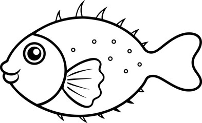 Minimalistic Pufferfish Line Art Vector Illustration