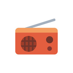 Simple orange radio illustration conveying broadcasting media with retro vibes