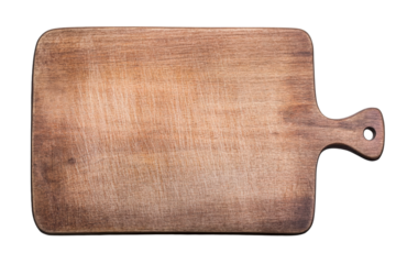 Wooden Cutting Board with Handle, Top View, Rectangle Shape, cut out transparent