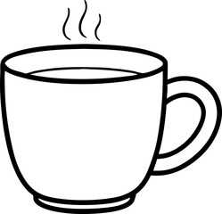 Mug With Tea Tag Line Art Vector Illustration 