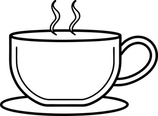 Mug With Tea Tag Line Art Vector Illustration 