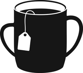 Mug With Tea Tag Silhouette Vector Illustration 