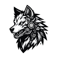 Cyber Wolf Tech Logo – Futuristic AI Animal Emblem in Vector Style