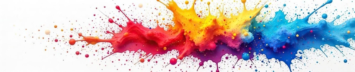 A vibrant explosion of colorful paint splatters on a blank canvas, representing the creative process and boundless potential of new ideas and information ,  bright,  creation