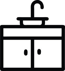 Minimalist Bathroom Sink and Faucet Icon Vector Illustration