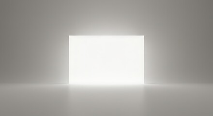 Glowing White Square in a Grey Room Minimalist Light Abstract