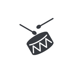 Drum with two sticks vector icon