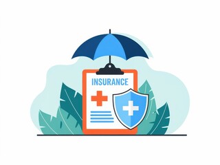 Naklejka premium Conceptual Illustration of Healthcare Insurance Protection and Coverage Plan