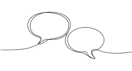 Continuous line drawing of two speech bubbles