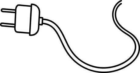 Plug Going Into Outlet Line Art Vector Illustration