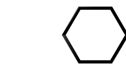 Minimal black border hexagon with flat regular shape centered on white background in ultra high definition 8K resolution design