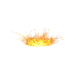 Bright fiery sparks explosion isolated on a white background