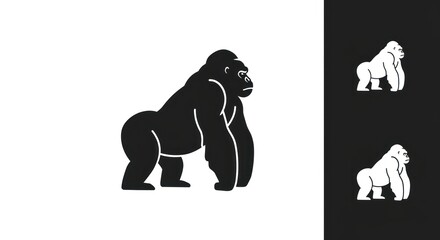 Obraz premium Stylized ape illustration on white and black background