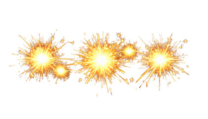 Bright sparkling fireworks isolated on a white background