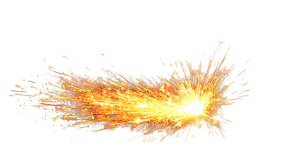 Bright fiery sparks explosion isolated on a white background