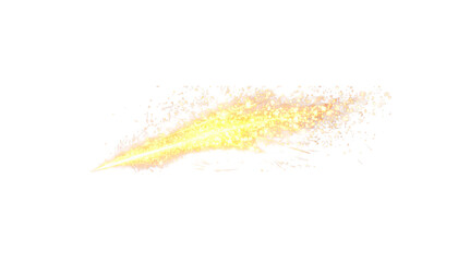 Golden sparkles trail light effect isolated on a white background