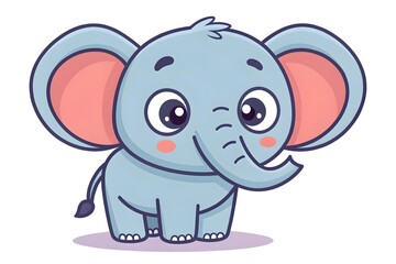 Fototapeta premium Adorable Cartoon Baby Elephant Illustration Cute Animal Design Perfect for Kids Products and