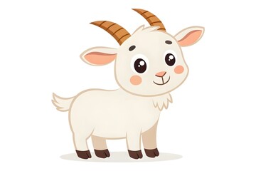 Fototapeta premium Adorable Cartoon Kid Goat Cute Baby Goat Illustration Farm Animal Character Design