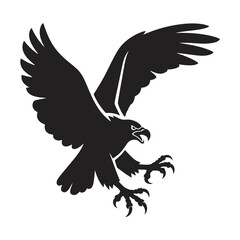 Fototapeta premium A striking, minimalist black silhouette of an eagle in a dynamic pose, symbolizing power, freedom, and precision in bold simplicity.