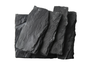 [Transparent Background PNG]Stack of Dark Gray Slate Slabs