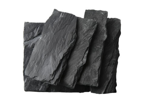 [Transparent Background PNG]Stack of Dark Gray Slate Slabs