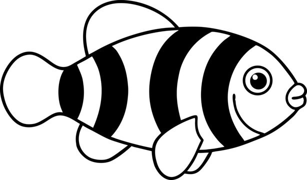 Single Clownfish Line Art Vector Illustration 
