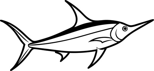 Simple Swordfish Line Art Vector Illustration 