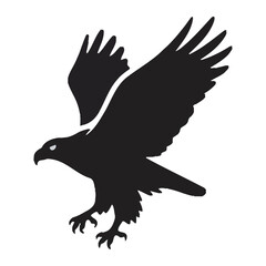 Fototapeta premium A striking, minimalist black silhouette of an eagle in a dynamic pose, symbolizing power, freedom, and precision in bold simplicity.