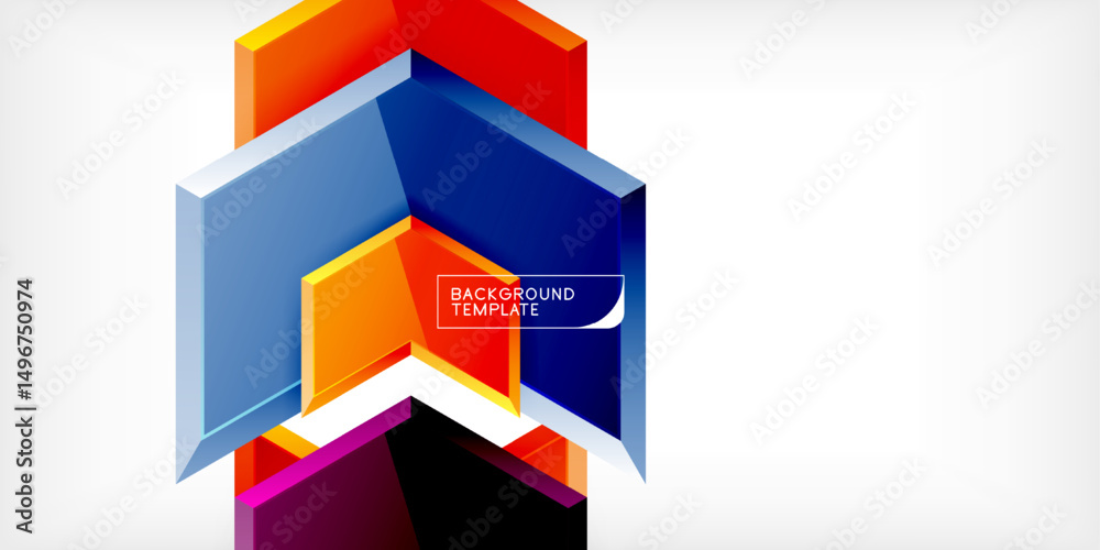 Leinwandbilder Abstract geometric design. Bright colors create layered hexagonal shapes. Background template element for modern visuals. Clean, minimalist style.