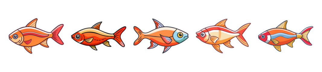 ember tetra fish icon, ember tetra fish line art - simple line art of ember tetra fish, perfect for ember tetra fish logos and icons