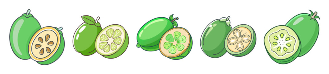 feijoa fruit icon, feijoa fruit line art - simple line art of feijoa fruit, perfect for feijoa fruit logos and icons