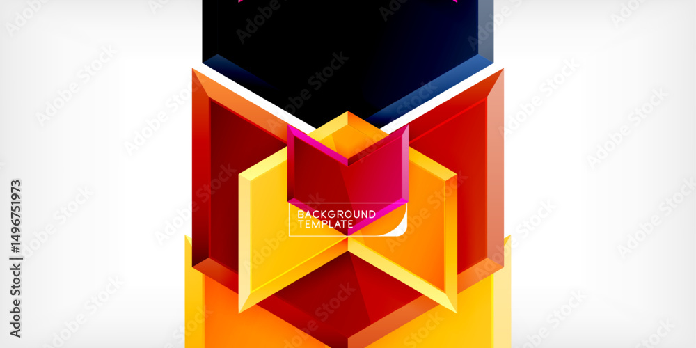 Leinwandbilder Bright abstract design. Geometric shapes create dynamic composition. Vivid colors blend, forming modern background template. Gradient effects enhance visual appeal.